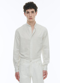 Brushed cotton shirt with grandad collar - H3TIKA-CH08-A002