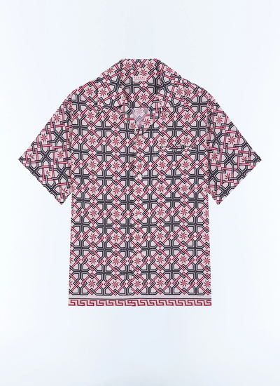 Men's red, bordeaux ecovero viscose shirt Fursac - H3GUNY-GH22-A002