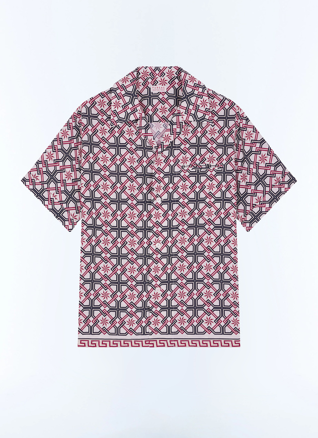 Men's red, bordeaux ecovero viscose shirt Fursac - H3GUNY-GH22-A002