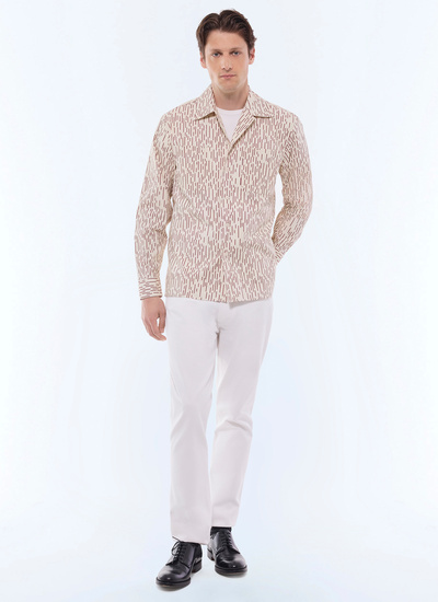 Men's ecru shirt Fursac - H3GILI-GH11-A002