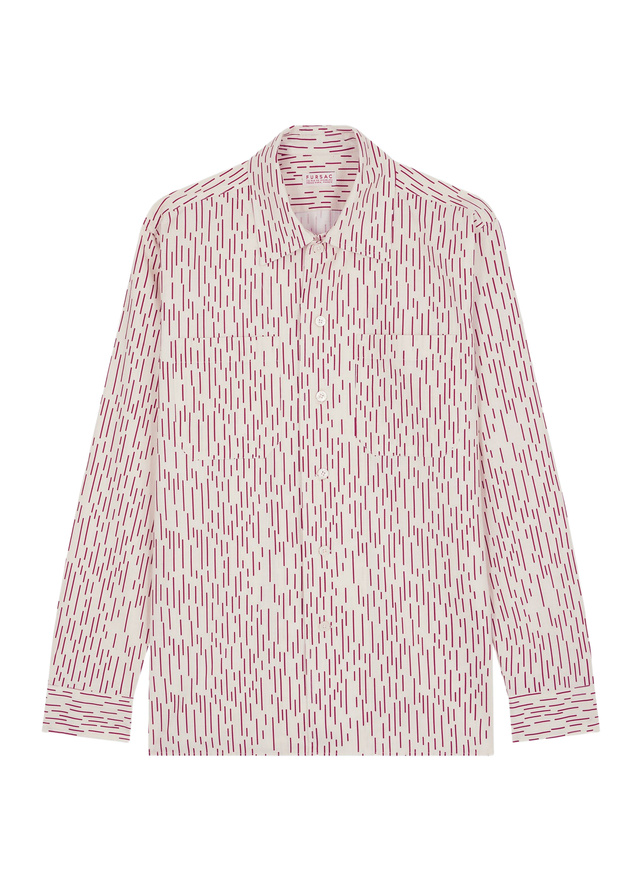 Men's ecru - burgundy patterns shirt Fursac - H3GILI-GH11-A002