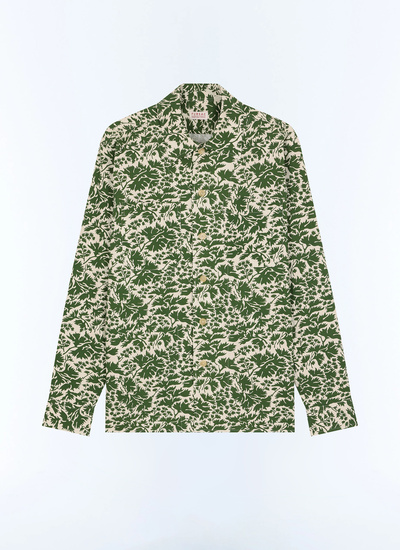 Men's green cotton twill shirt Fursac - H3GILI-GH18-H015