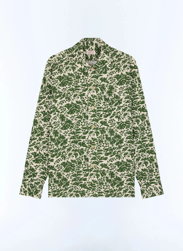 Men's green cotton twill shirt Fursac - H3GILI-GH18-H015
