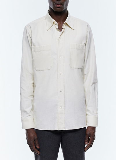 Men's shirt ecru certified corduroy Fursac - H3EILI-EH35-A002