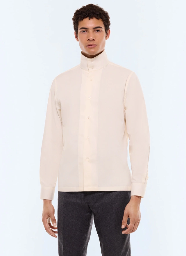 Men's shirt ecru cotton poplin Fursac - H3GABI-FH32-A004