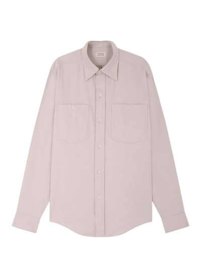 Fursac men's shirt - Ecru swallow collar cotton flannel shirt H3GCIL-GH07-A003