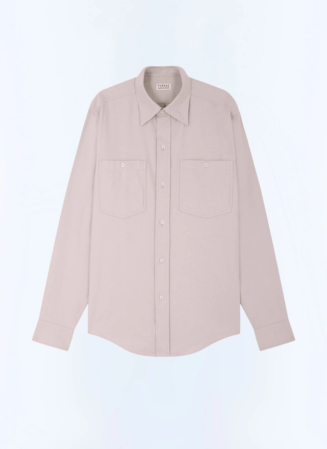 Men's white, ecru cotton flannel shirt Fursac - H3GCIL-GH07-A003
