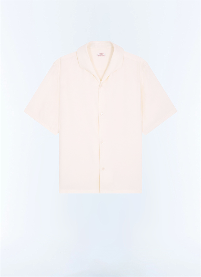 Men's white, ecru main fabric: 100% viscose shirt Fursac - H3LEAU-LH08-A002
