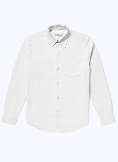 Men's white, ecru cotton shirt Fursac - H3VIBA-AH29-02