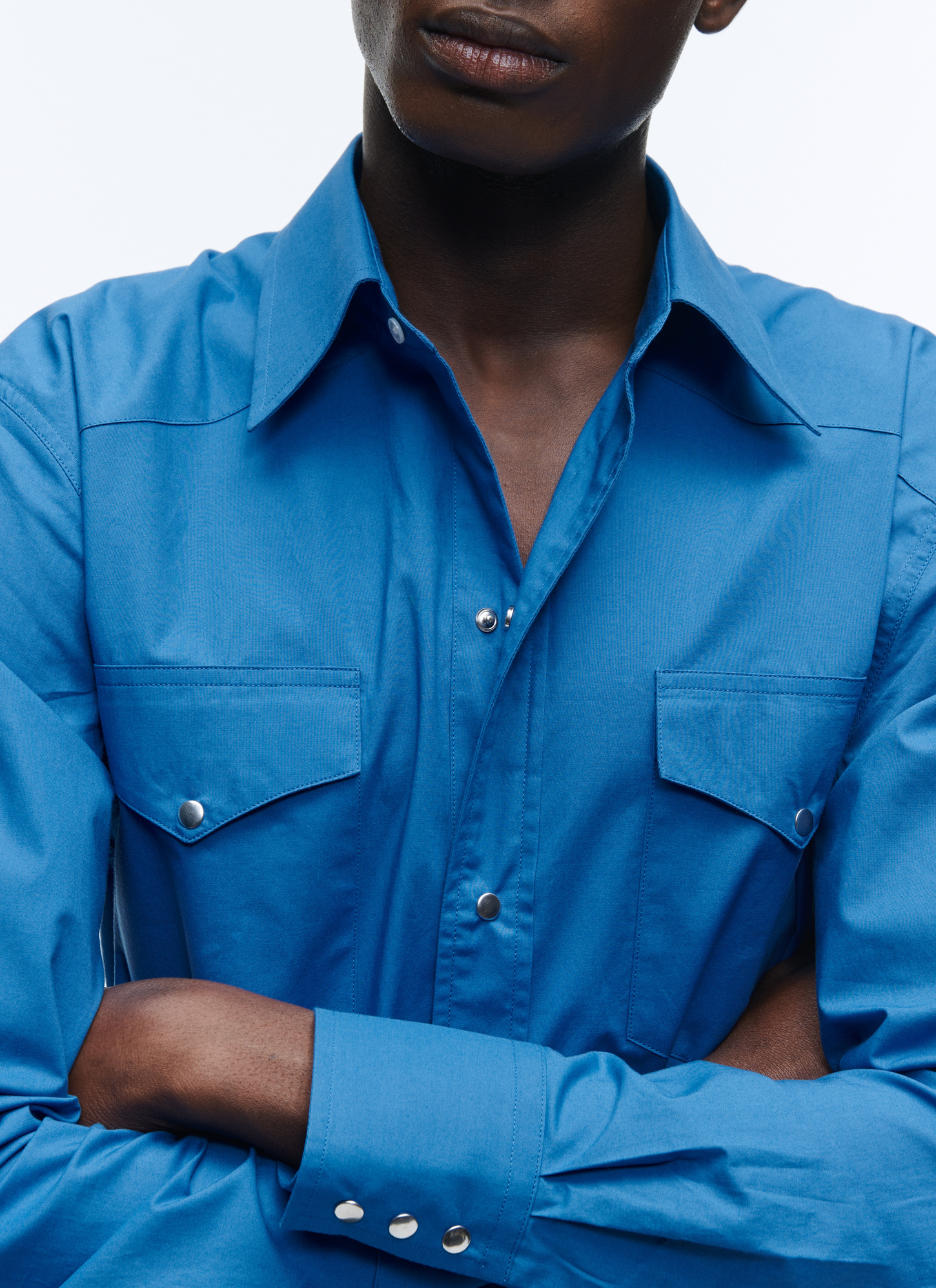 Men's shirt electric blue cotton Fursac - H3AICE-AH18-37