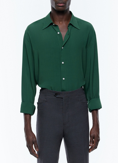 Men's shirt green ecovero viscose Fursac - H3ADOV-EH36-H009
