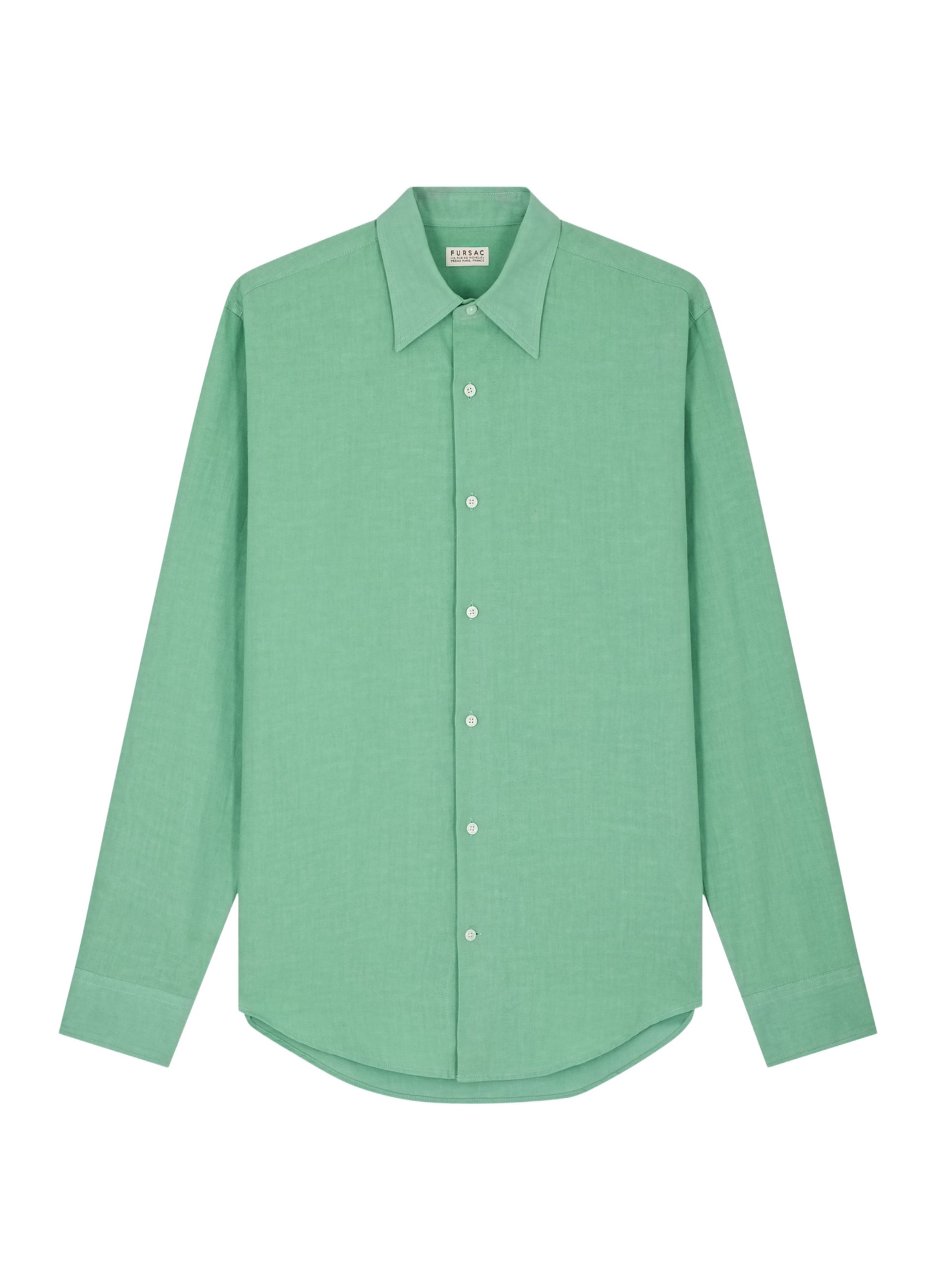 Fursac men's shirt - Green swallow collar shirt in linen and cotton H3EDAV-DH50-H004