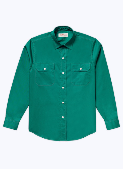 Men's green cotton poplin shirt Fursac - H3VILI-AH23-41