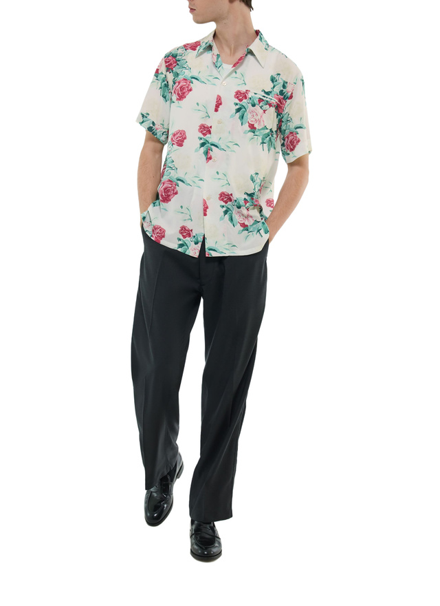 Men's green, pink and white floral pattern shirt Fursac - H3DUNY-FH24-L001