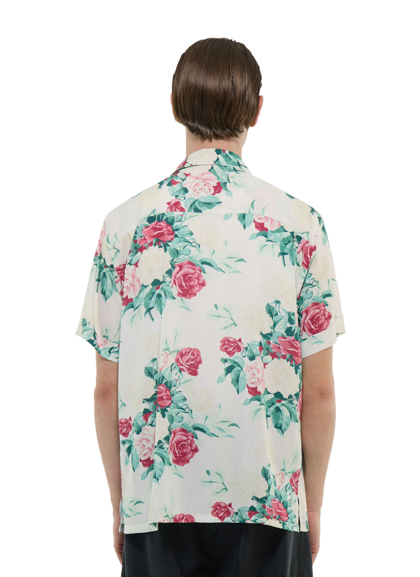 Fursac men's shirt - Green, pink and white floral pattern hawaiian shirt with floral pattern H3DUNY-FH24-L001