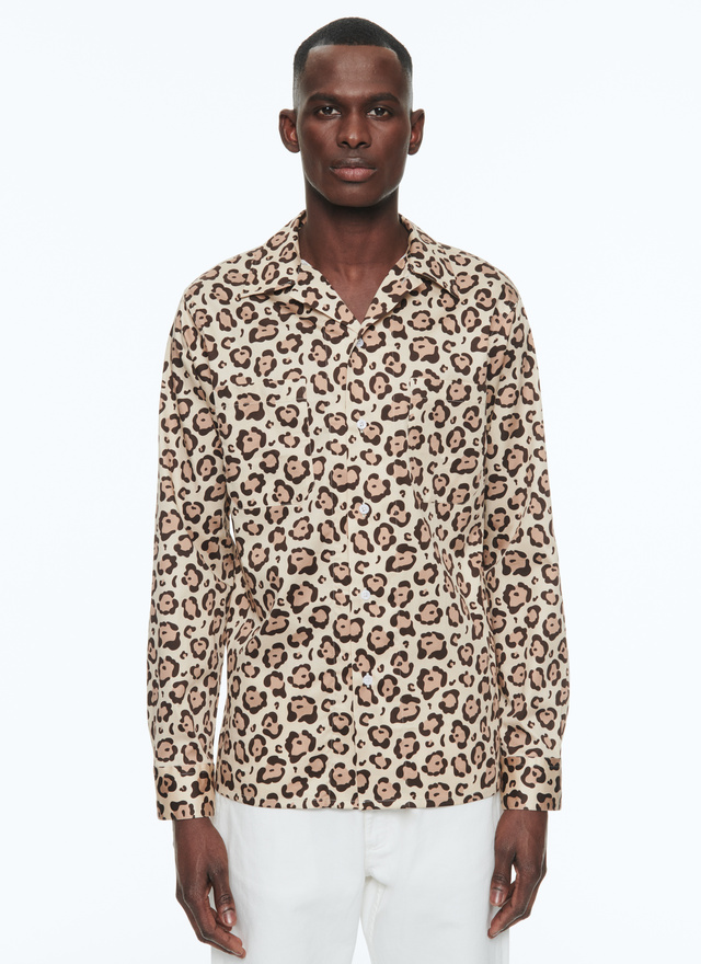 Men's shirt leopard print cotton poplin Fursac - 23EH3BILA-BH40/10