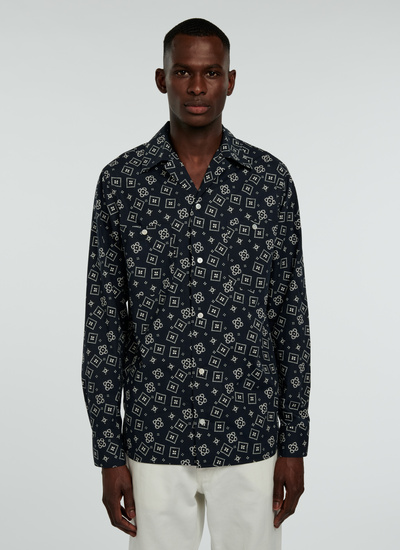 Men's shirt midnight blue cotton poplin Fursac - H3VILA-VH49-31