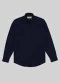 Navy blue cotton canvas overshirt - 22EH3VILI-VH08/31