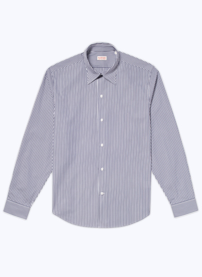 Men's blue, navy blue cotton shirt Fursac - H3ADAV-CH42-D030