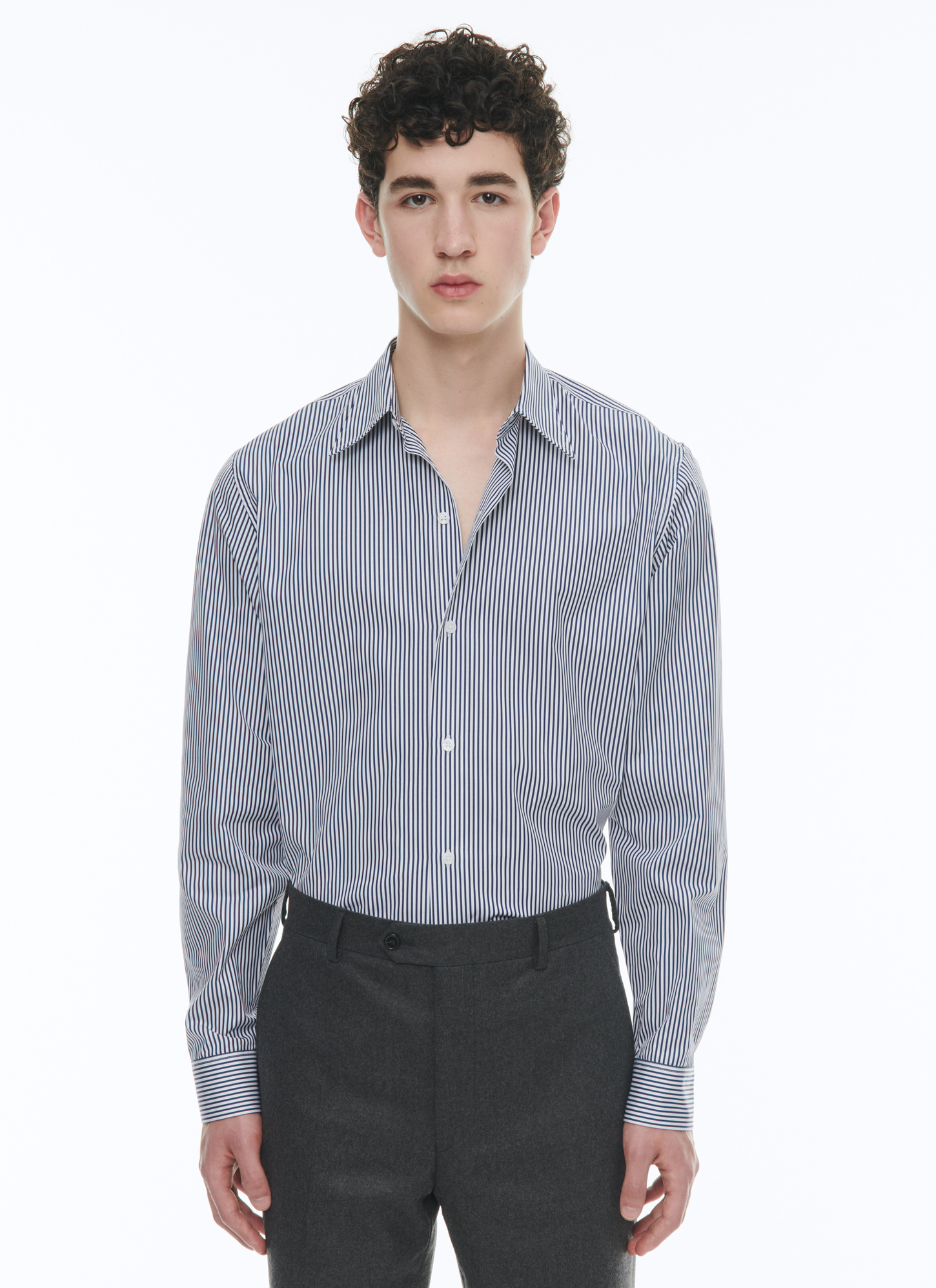 Men's shirt navy blue bengal stripes cotton Fursac - H3ADAV-CH42-D030