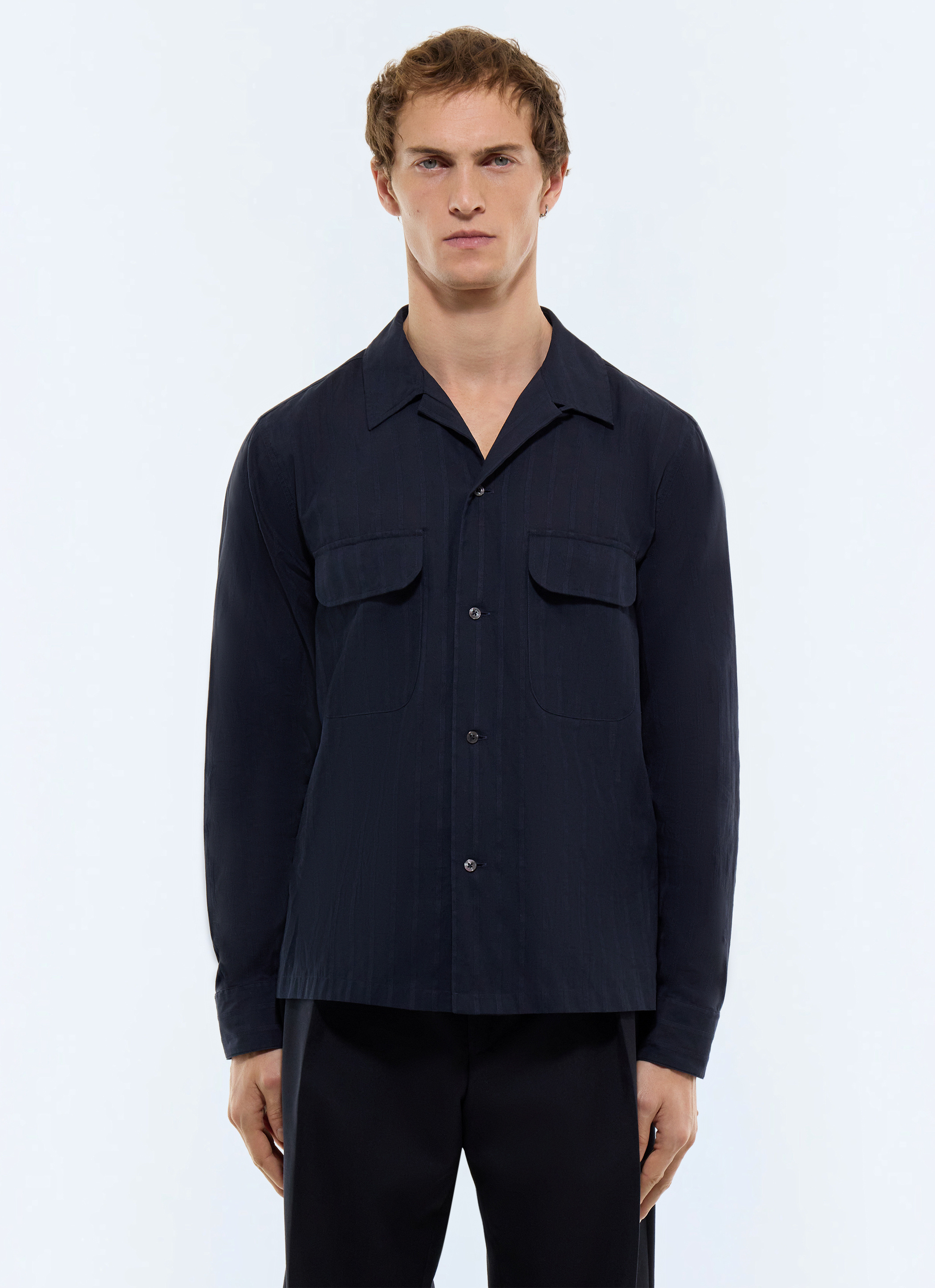 FURSAC - Textured striped cotton shirt - Men - Size XL - Blue, Navy blue - Straight cut