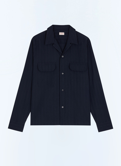 Men's blue, navy blue cotton shirt Fursac - H3JURY-JH31-D030