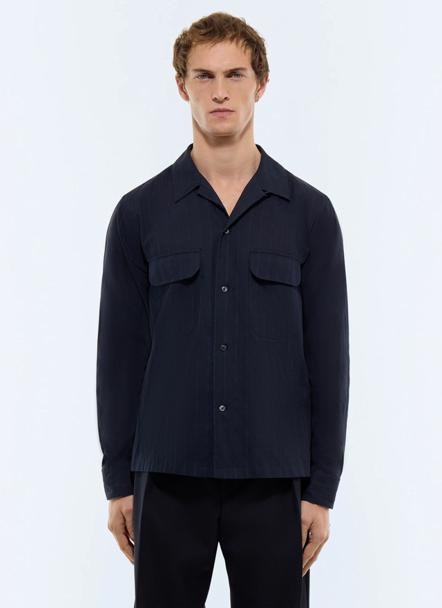 Men's shirt navy blue cotton Fursac - H3JURY-JH31-D030