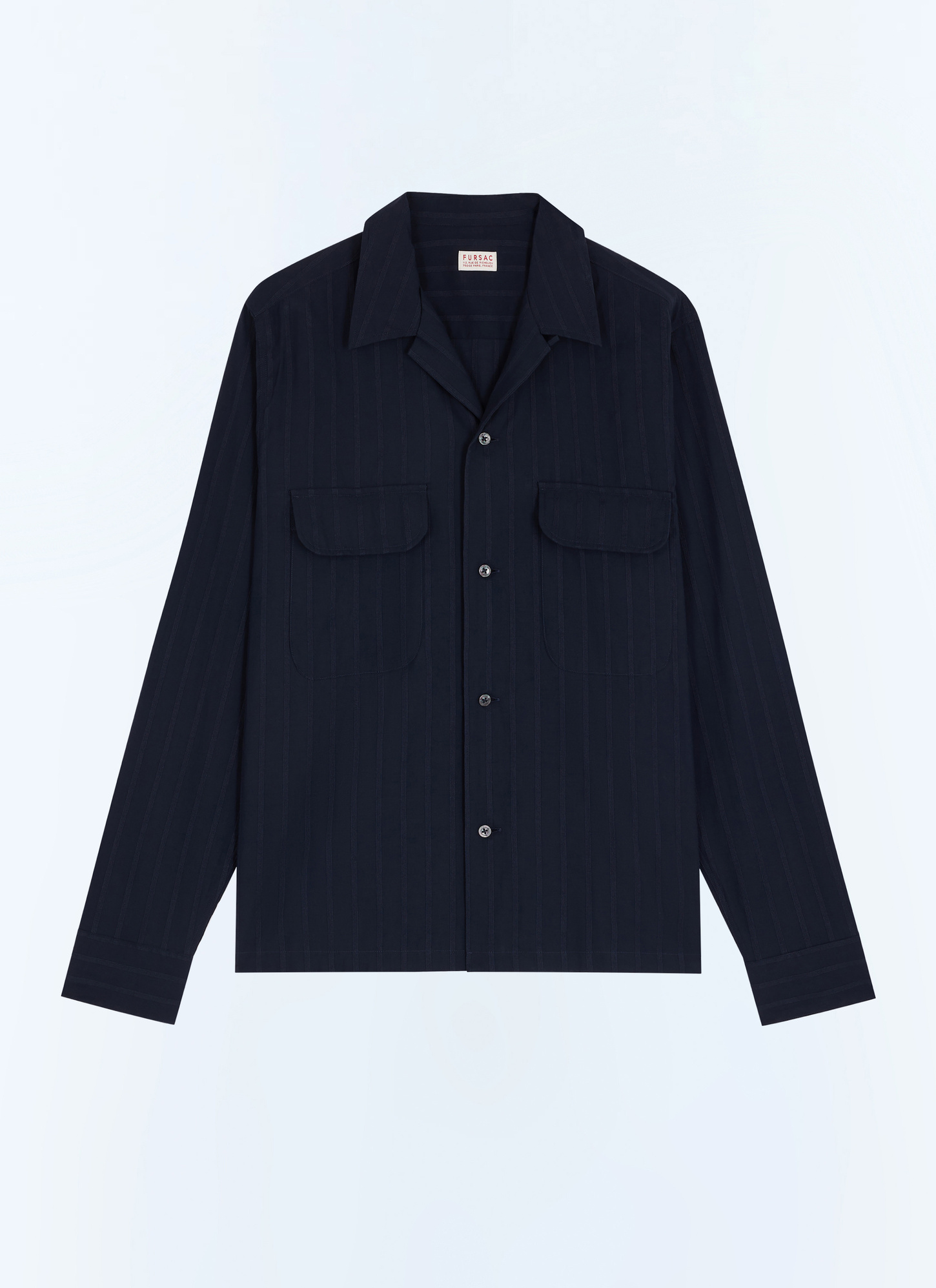 Men's blue, navy blue cotton shirt Fursac - H3JURY-JH31-D030