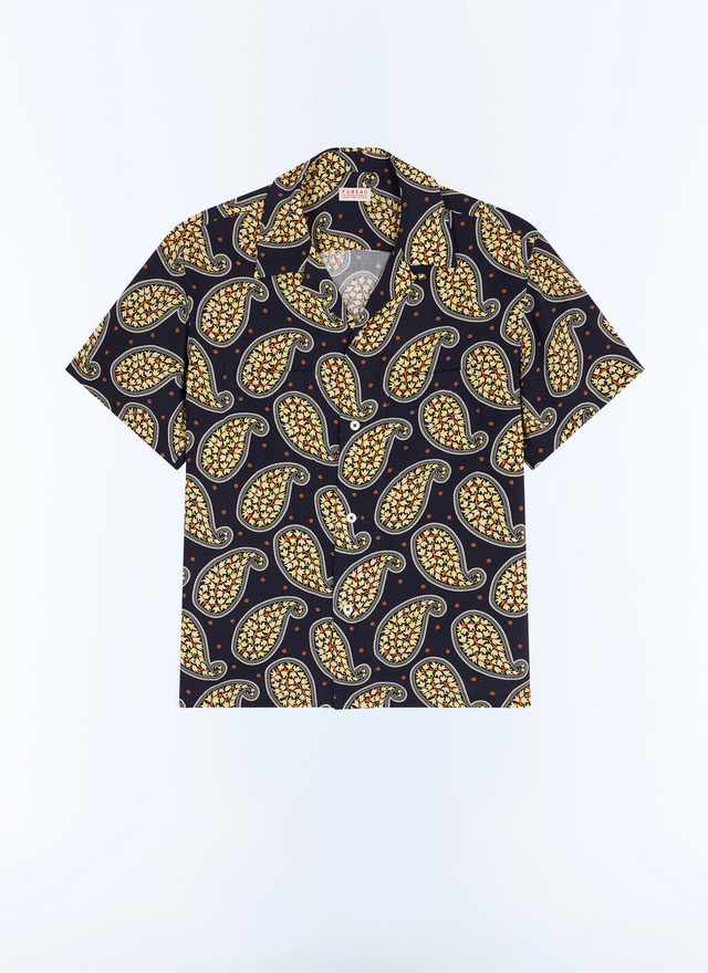 Men's blue, navy blue certified viscose shirt Fursac - H3JUNY-JH08-L003