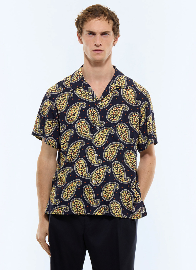 Men's shirt navy blue certified viscose Fursac - H3JUNY-JH08-L003