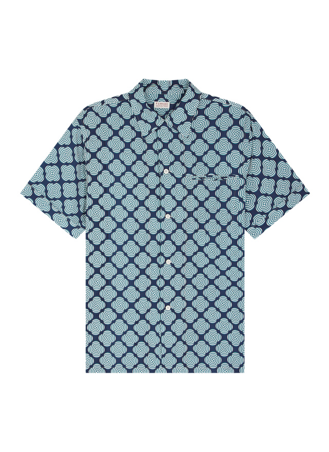 Men's shirt navy blue certified viscose Fursac - H3DUNY-FH26-D030