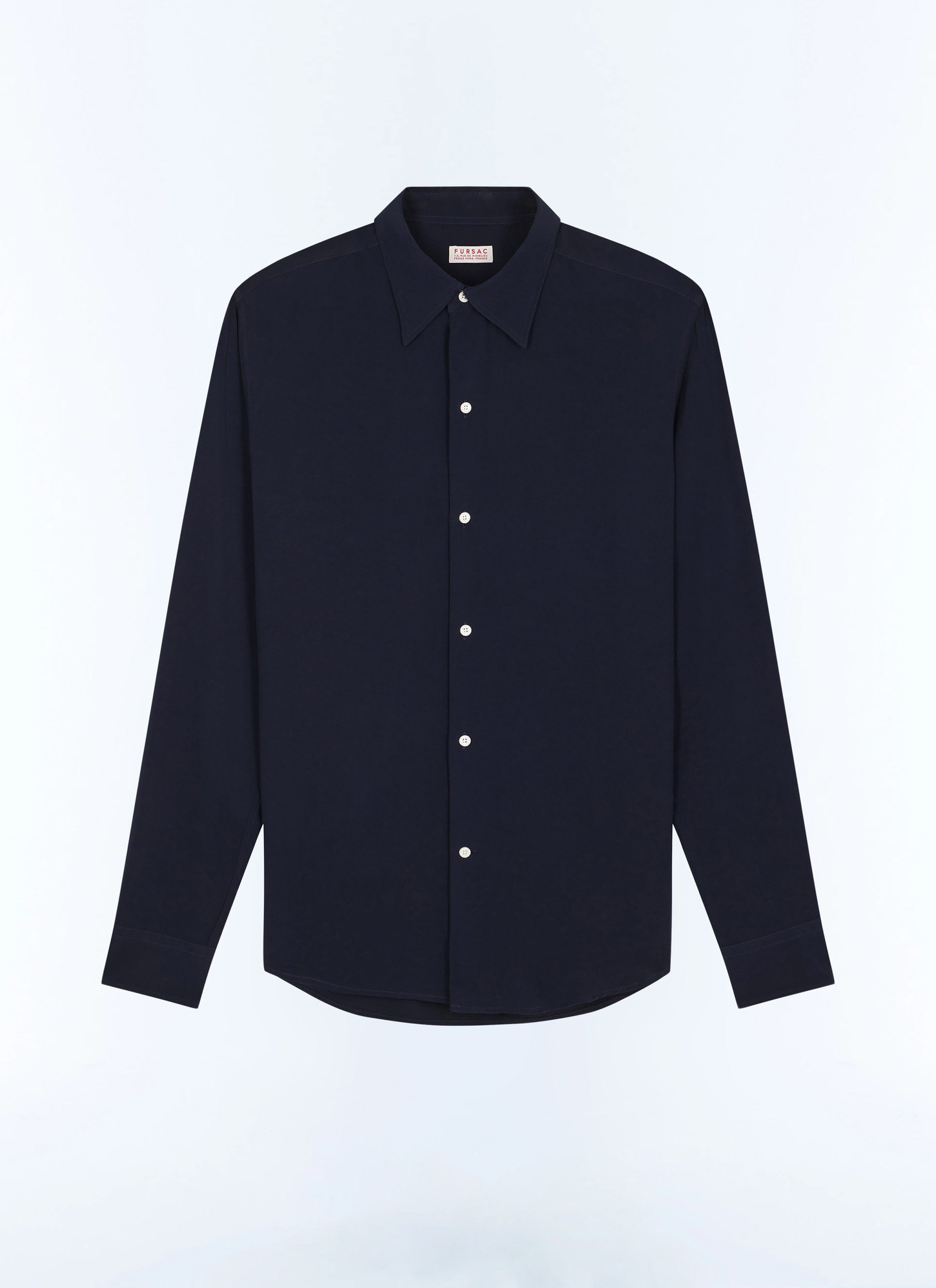 Men's blue, navy blue ecovero viscose shirt Fursac - H3ADOV-EH36-D030