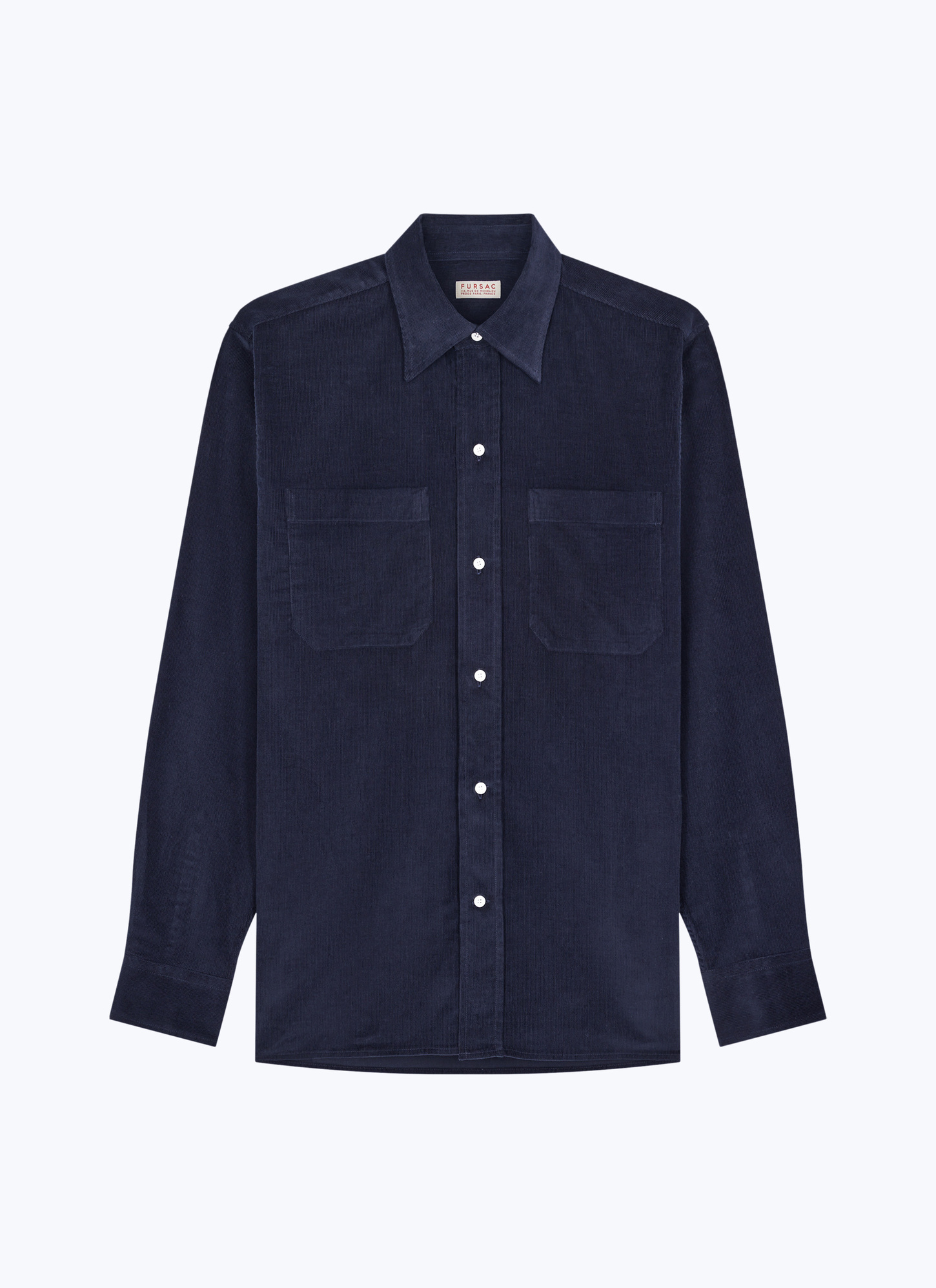 Men's blue, navy blue certified corduroy shirt Fursac - H3EILI-EH35-D030