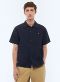 Cotton seersucker short-sleeves shirt - H3JULY-JX13-D030