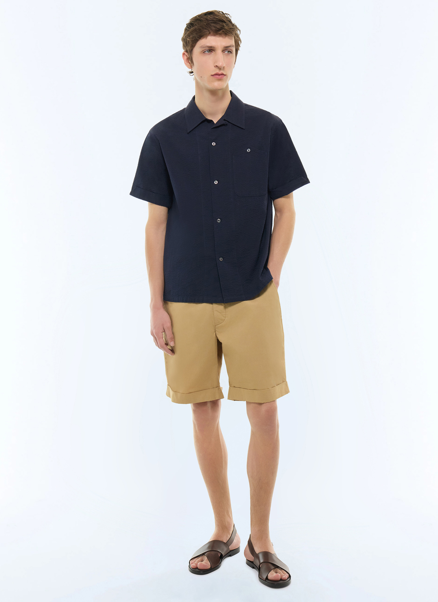 Men's navy blue shirt Fursac - H3JULY-JX13-D030