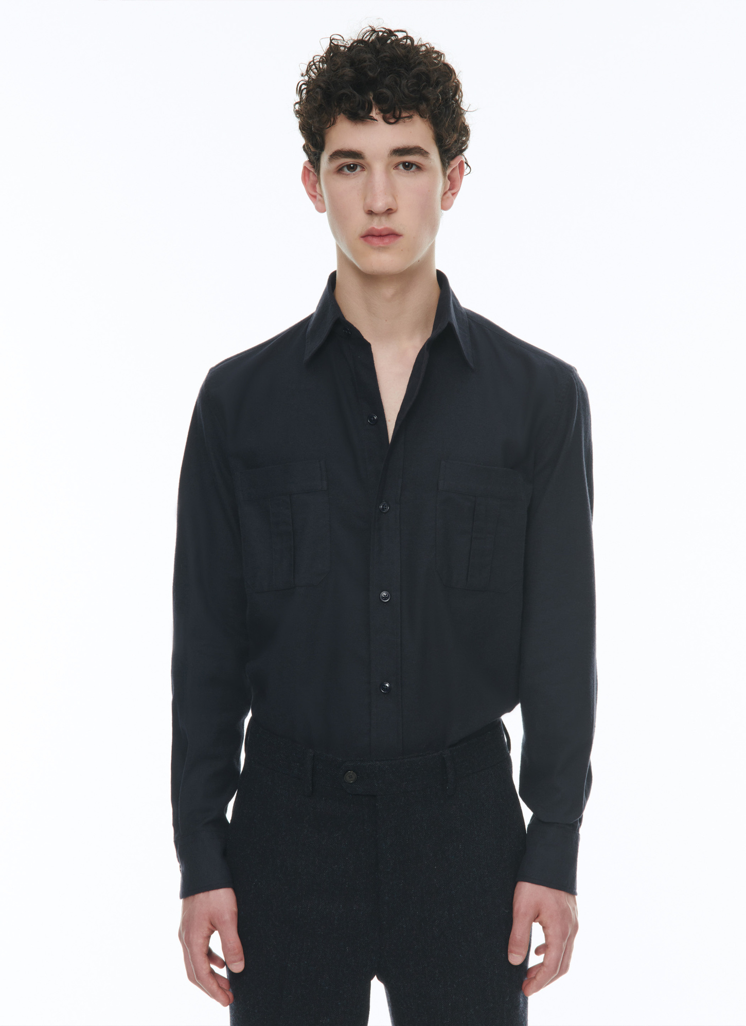 Men's shirt navy blue cotton flannel Fursac - H3TIBO-AH87-30