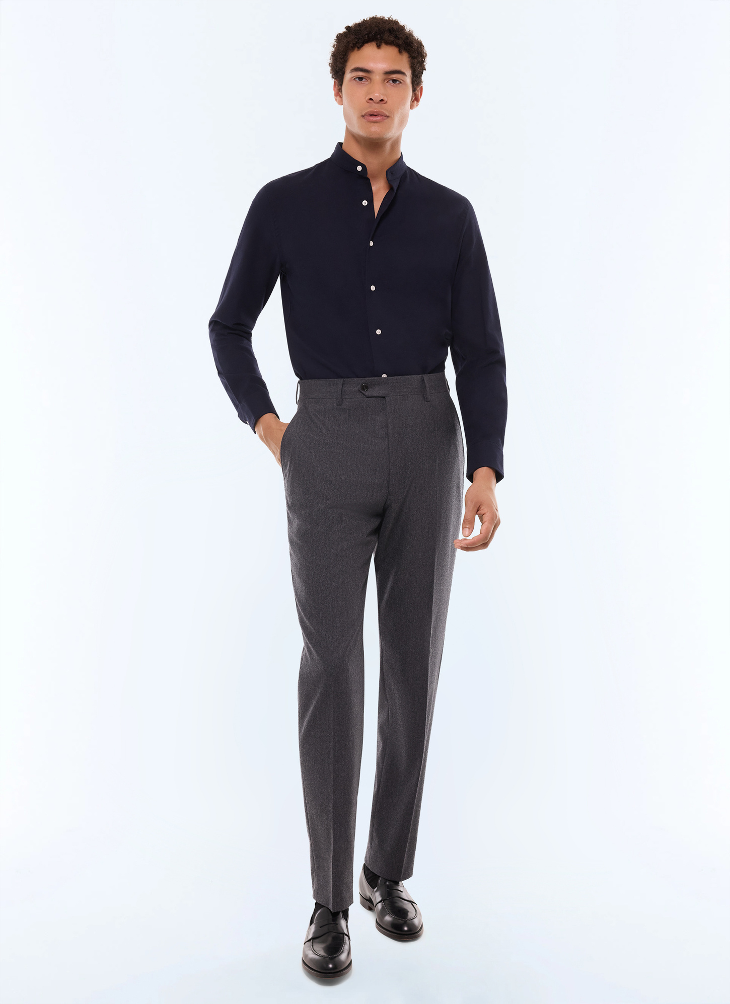 Men's navy blue shirt Fursac - H3TIKA-GH07-D030