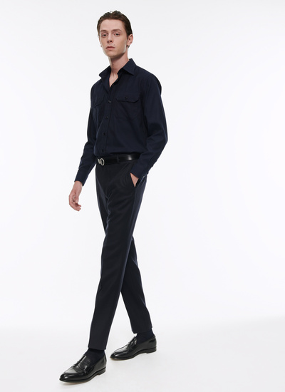 Men's navy blue shirt Fursac - H3VILI-AH81-30