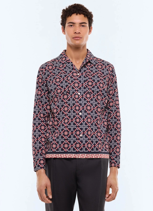 Men's shirt navy blue ecovero viscose Fursac - H3FURE-GH22-D030