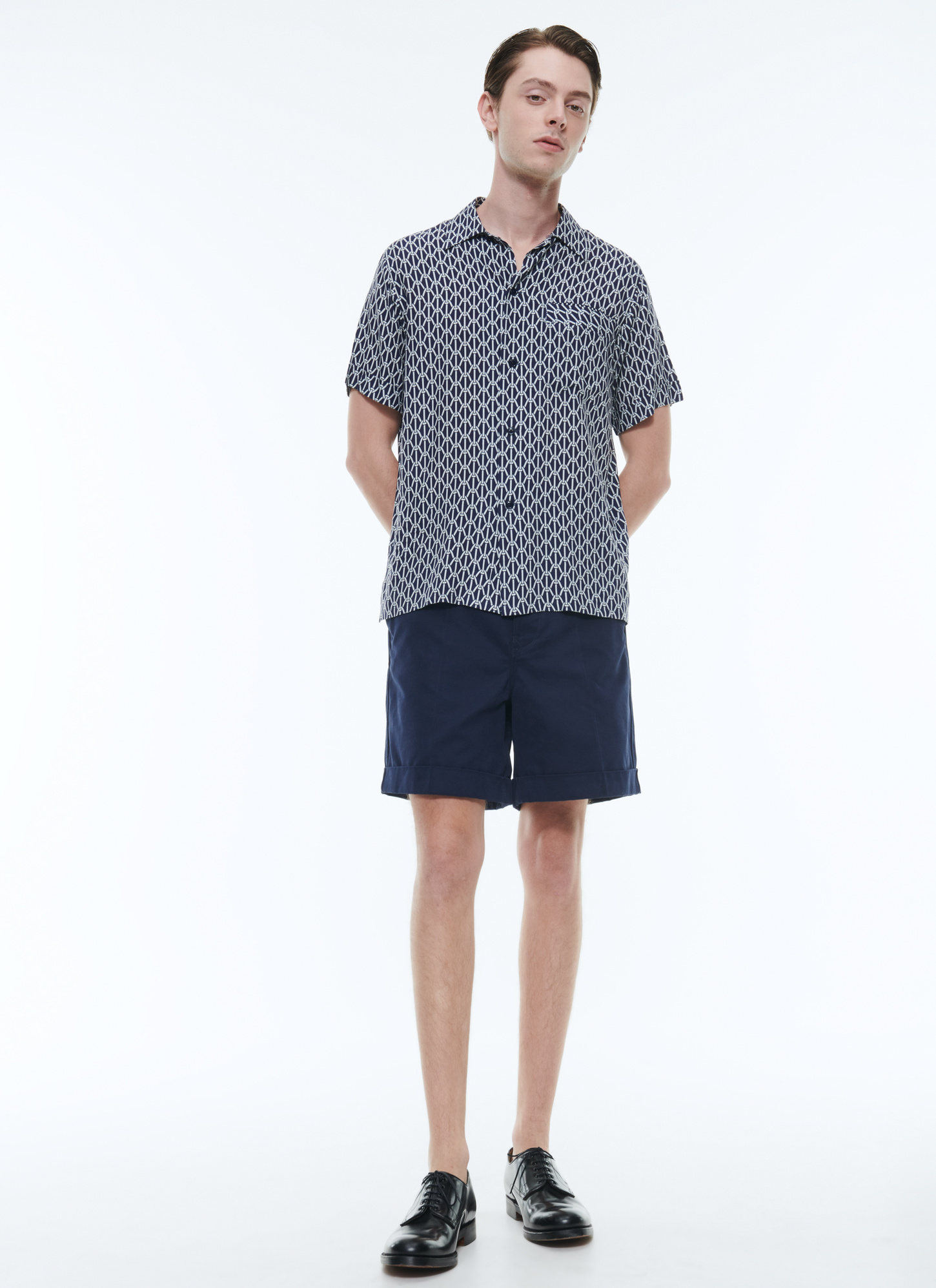 Men's navy blue shirt Fursac - H3DUNY-DH25-D030