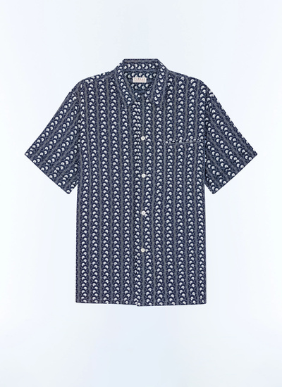 Men's navy blue - scale pattern shirt Fursac - H3DUNY-FH25-D030