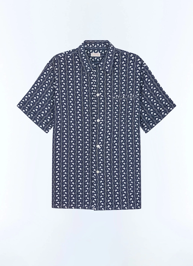 Men's navy blue - scale pattern shirt Fursac - H3DUNY-FH25-D030