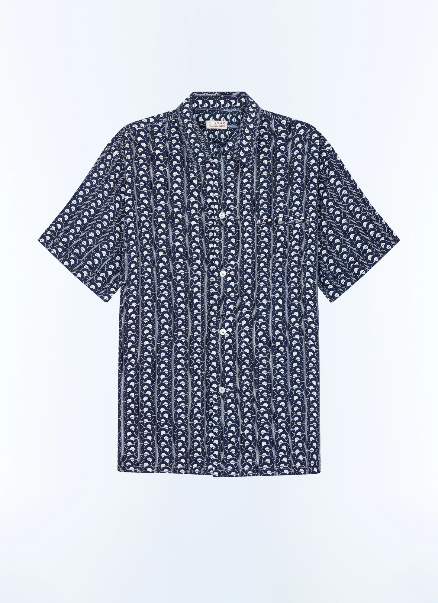 Men's navy blue - scale pattern shirt Fursac - H3DUNY-FH25-D030