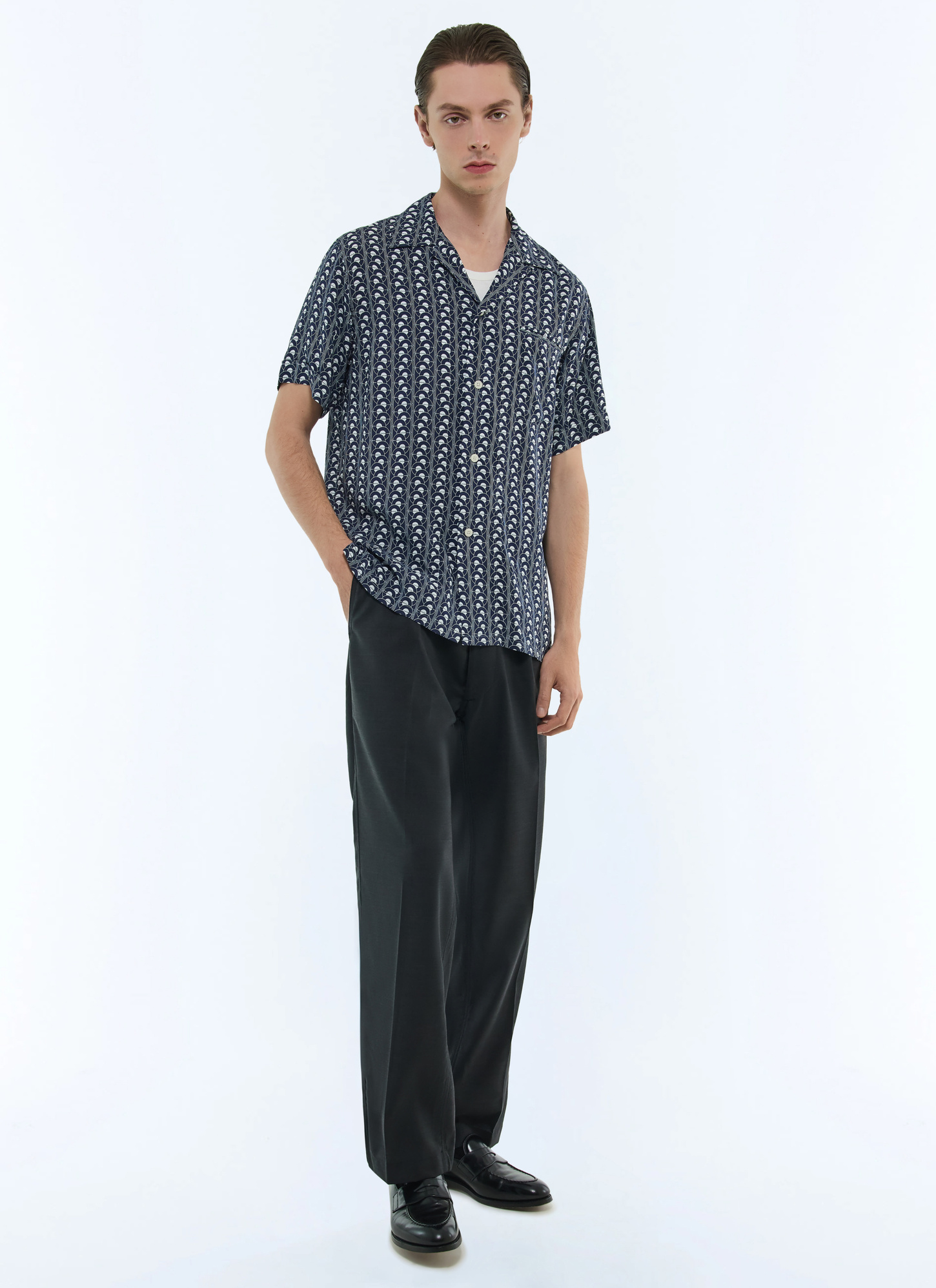 Men's navy blue shirt Fursac - H3DUNY-FH25-D030