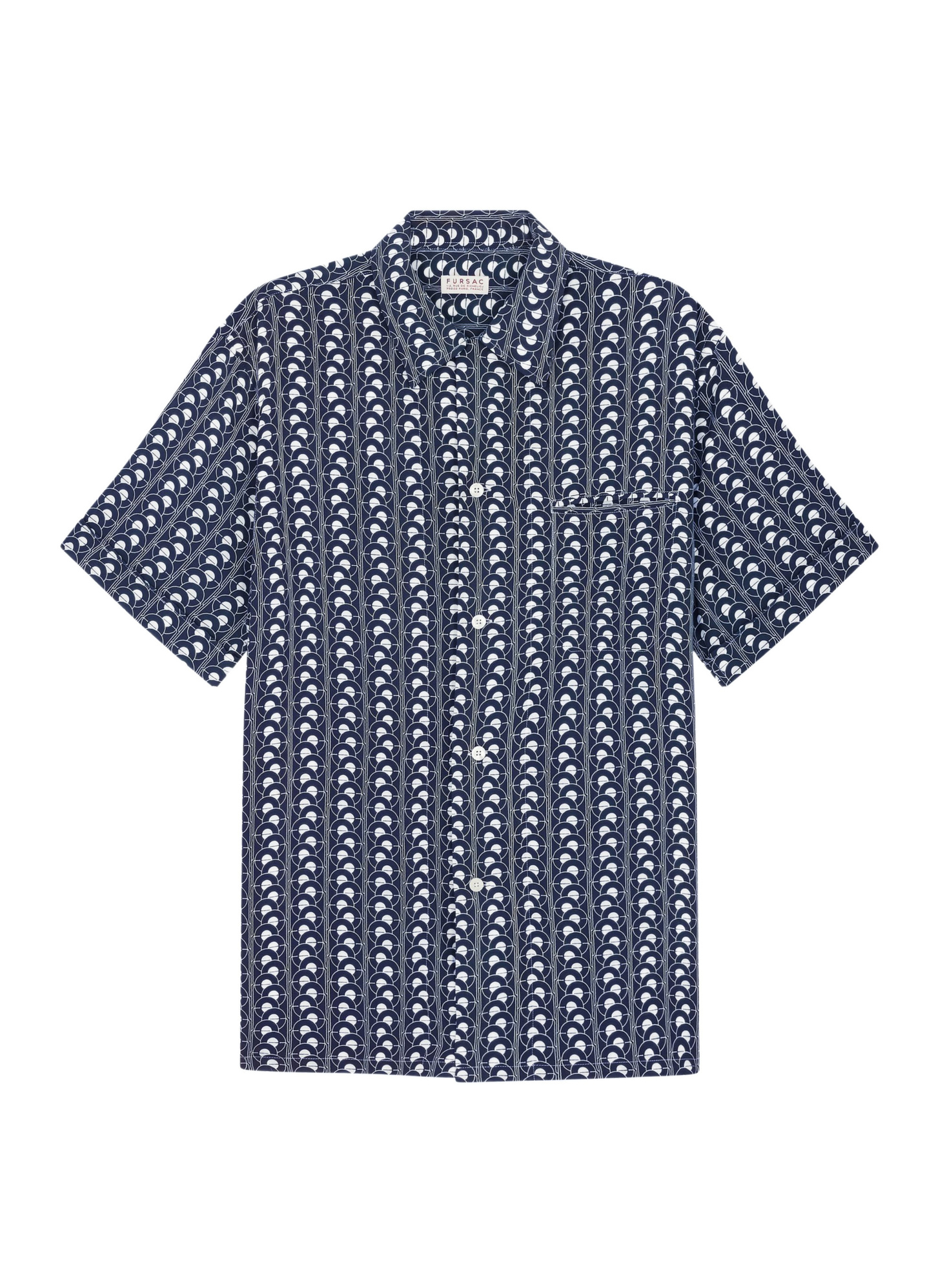 Men's navy blue - scale pattern shirt Fursac - H3DUNY-FH25-D030