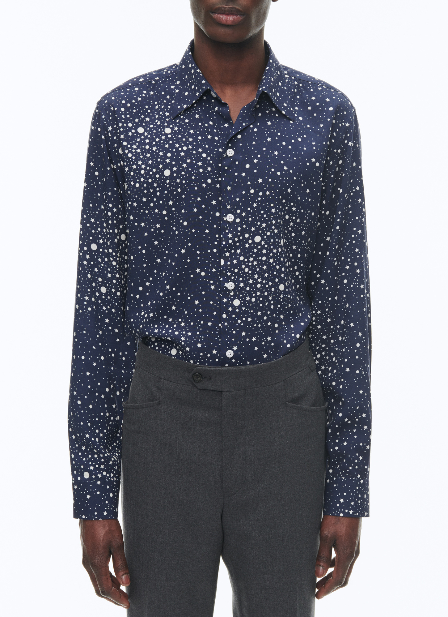 Men's shirt navy blue ecovero viscose Fursac - H3ADAV-CH34-D027