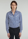 Navy blue cotton poplin western shirt - H3VAMP-VH18-32