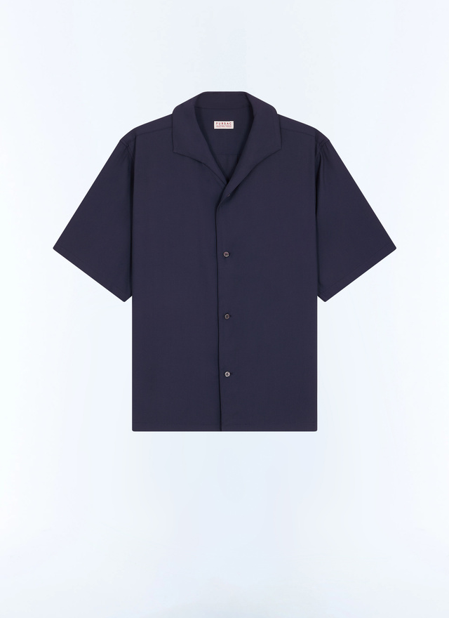 Men's blue, navy blue main fabric: 100% viscose shirt Fursac - H3LEAU-LH08-D030