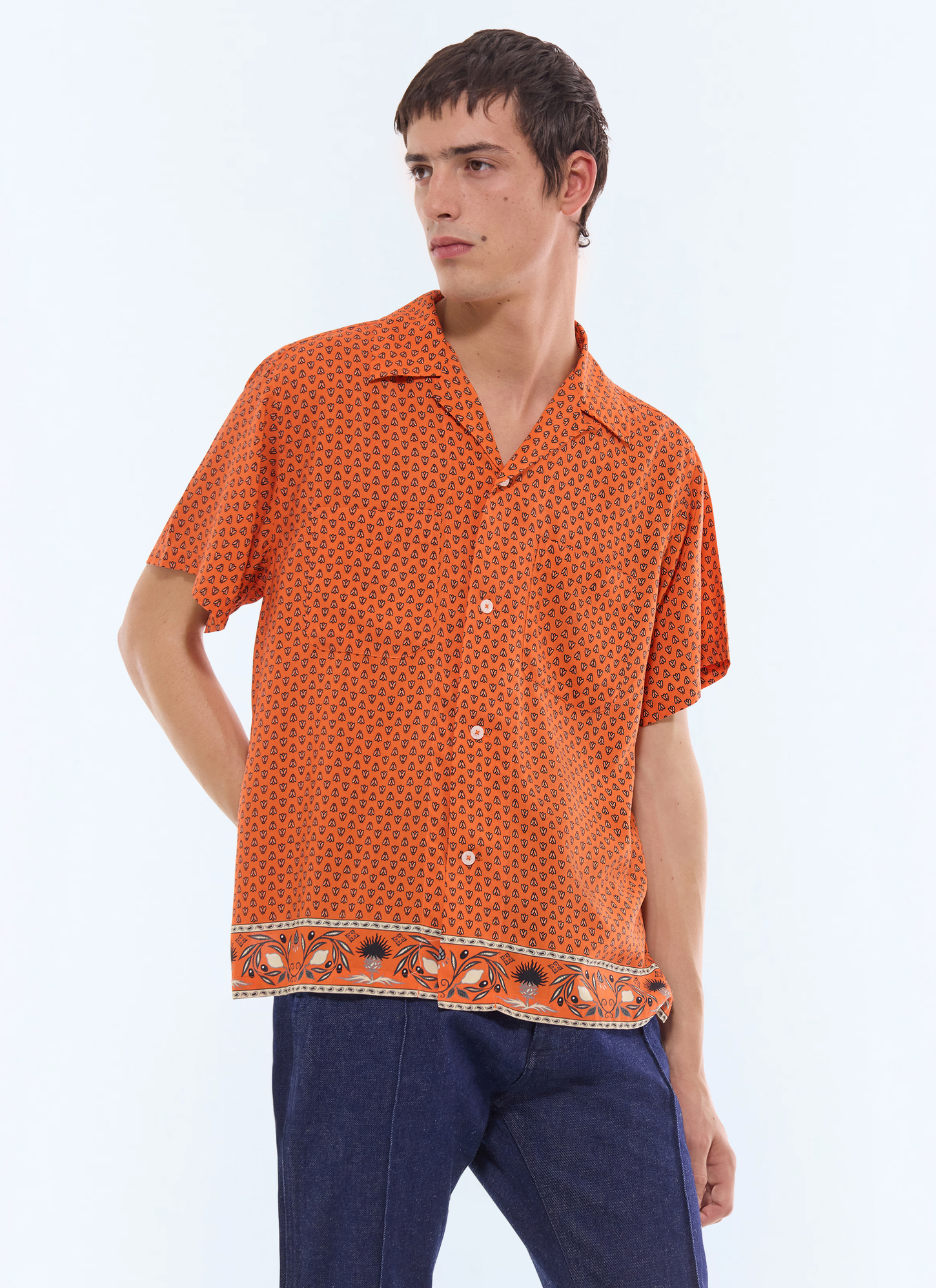 Men's shirt orange certified viscose Fursac - H3JUNY-JH47-E014