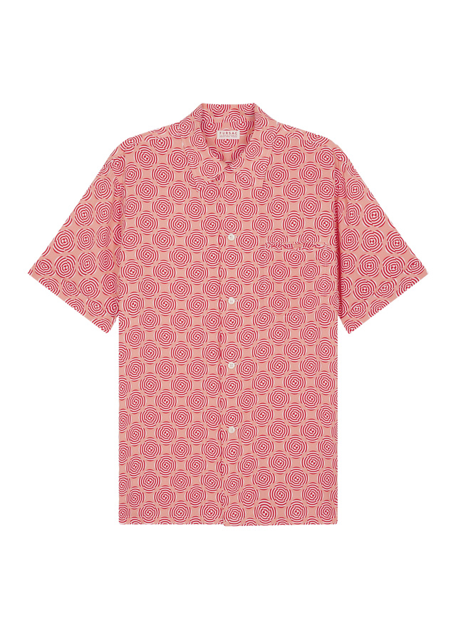 Fursac men's shirt - Pink - Scale pattern hawaiian shirt with parasol pattern H3DUNY-FH26-F006